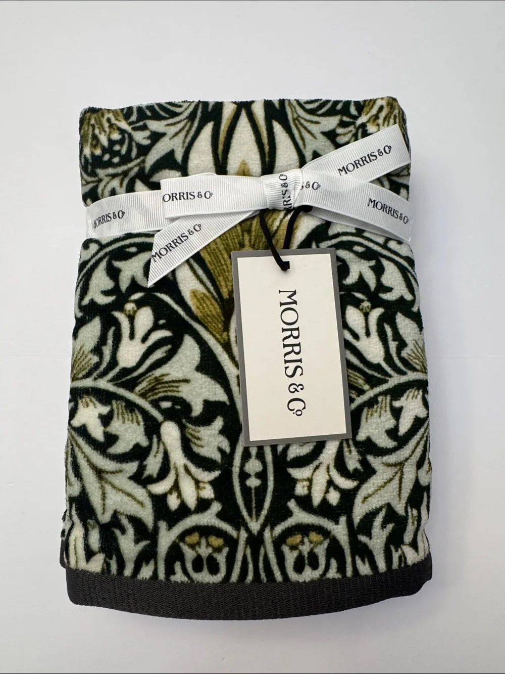 2pc MORRIS & CO 100% Cotton Velour Hand Bath Towel Set - Green/Tan